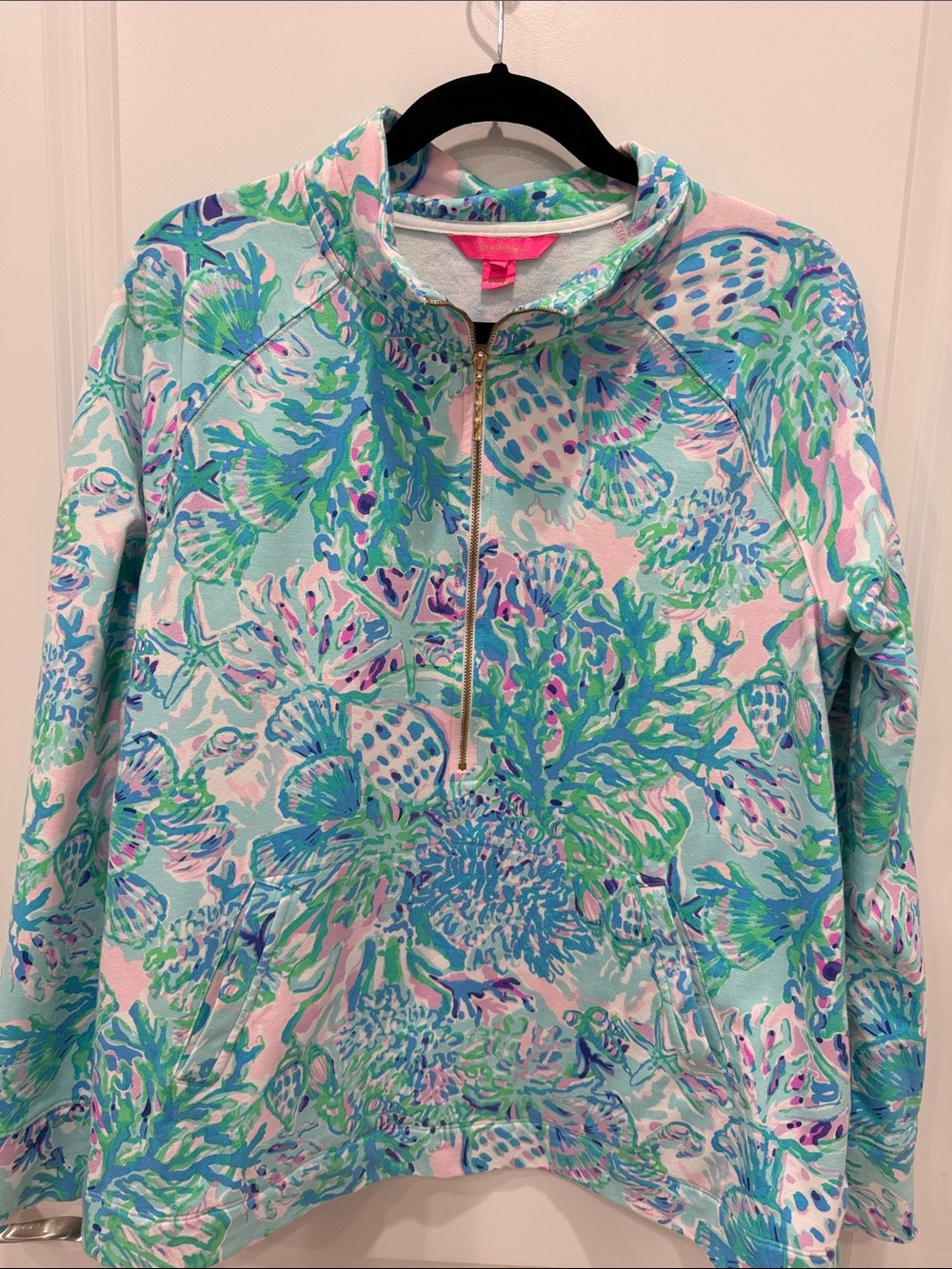 Lilly Pulitzer Seafoam, Pink & Blue Half-Zip Bomber Pullover